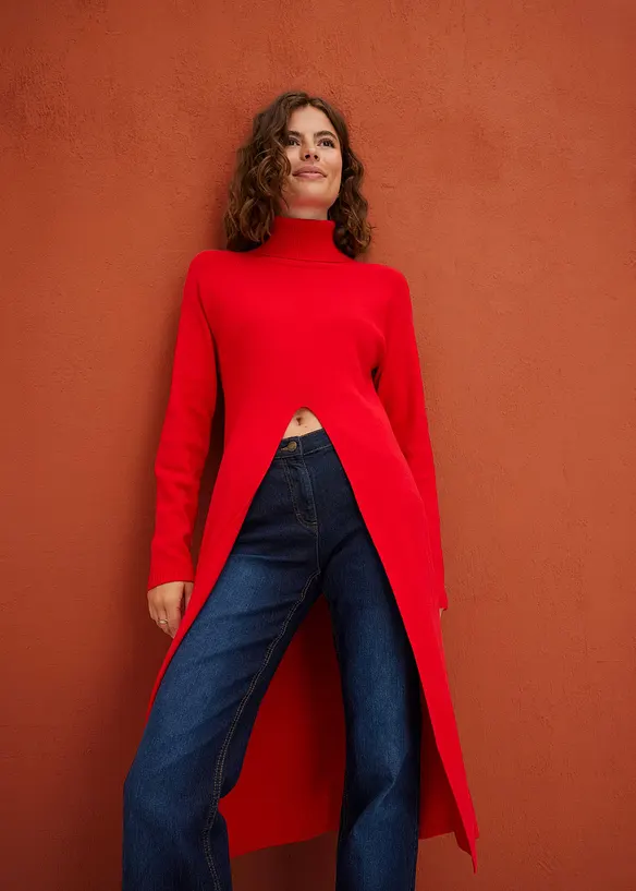 Lang genser med splitt, bonprix