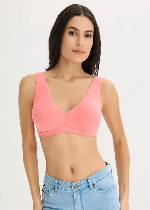 Bralette uten spiler med bomull (2-pack), bonprix