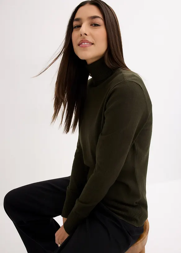 Finstrikket genser med h&oslash;y hals, bonprix