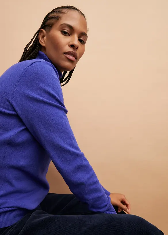 Finstrikket genser med h&oslash;y hals, bonprix