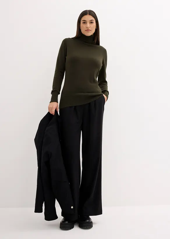 Finstrikket genser med h&oslash;y hals, bonprix