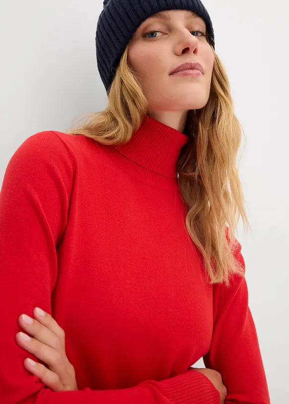 Finstrikket genser med h&oslash;y hals, bonprix