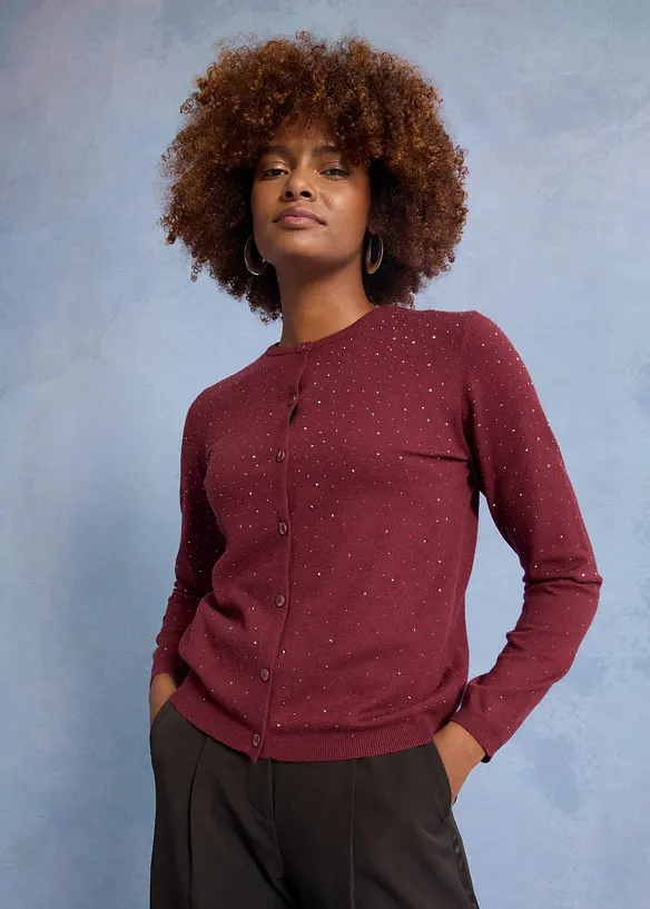 Cardigan med strass, bonprix