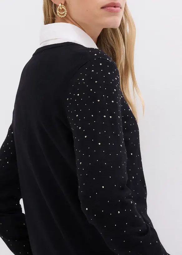 Cardigan med strass, bonprix