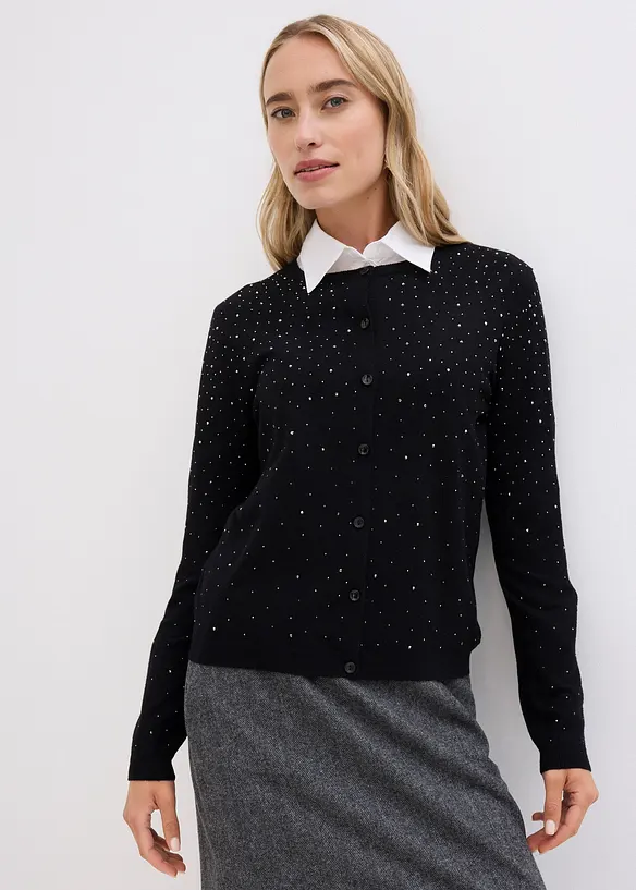 Cardigan med strass, bonprix