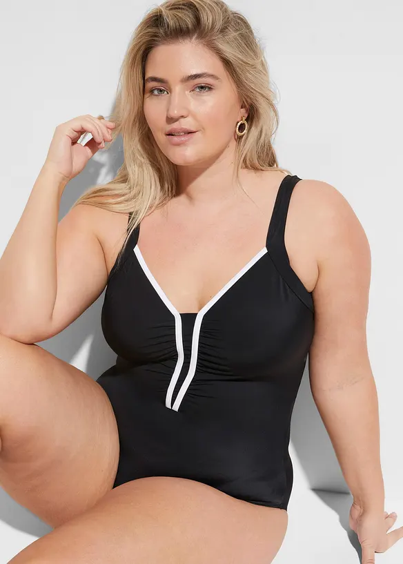 Badedrakt med passepoil, bonprix