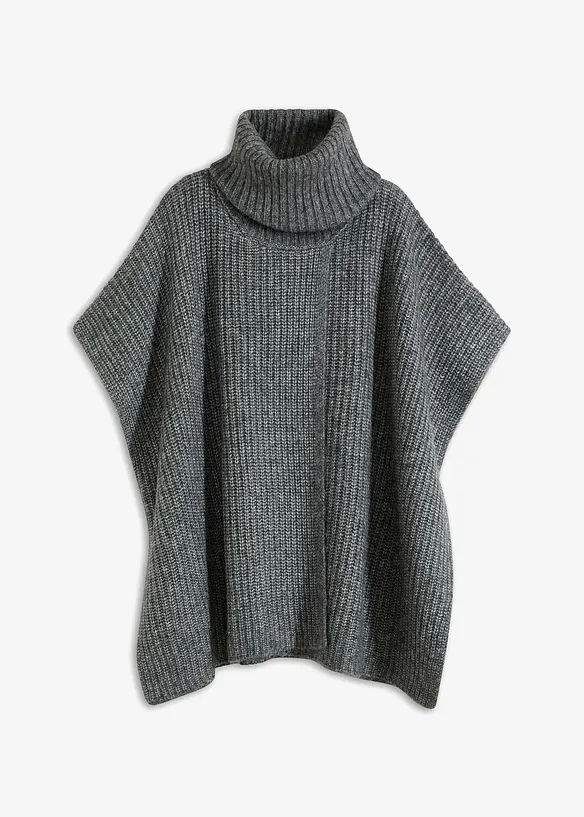 Poncho-genser med ullandel, bonprix
