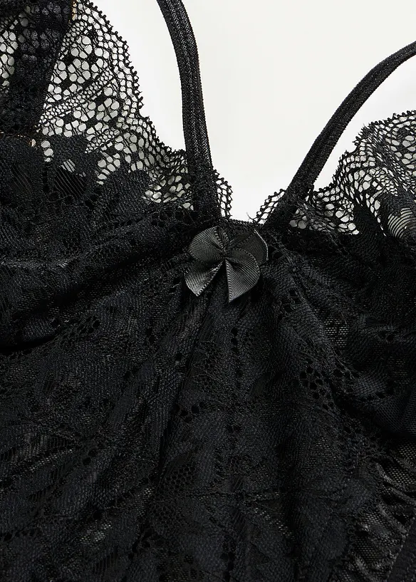 Korsett med str&oslash;mpeholdere og stringtruse (2-delt sett), bonprix