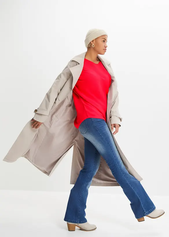 Oversized, ribbestrikket genser i viskosemiks, bonprix