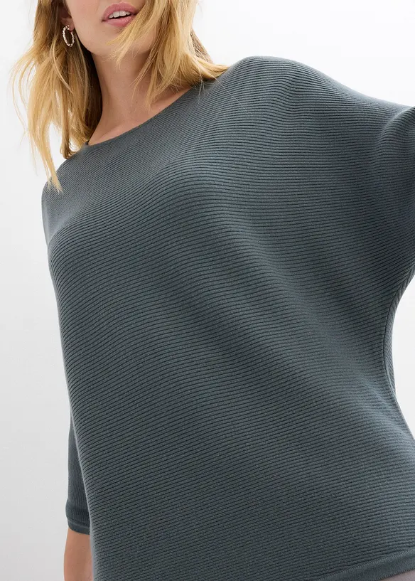 Oversized, ribbestrikket genser i viskosemiks, bonprix