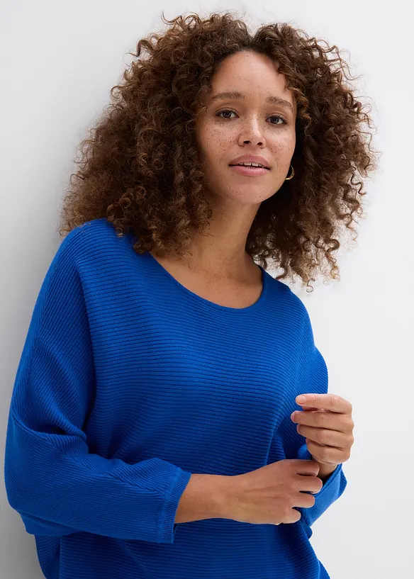 Oversized, ribbestrikket genser i viskosemiks, bonprix