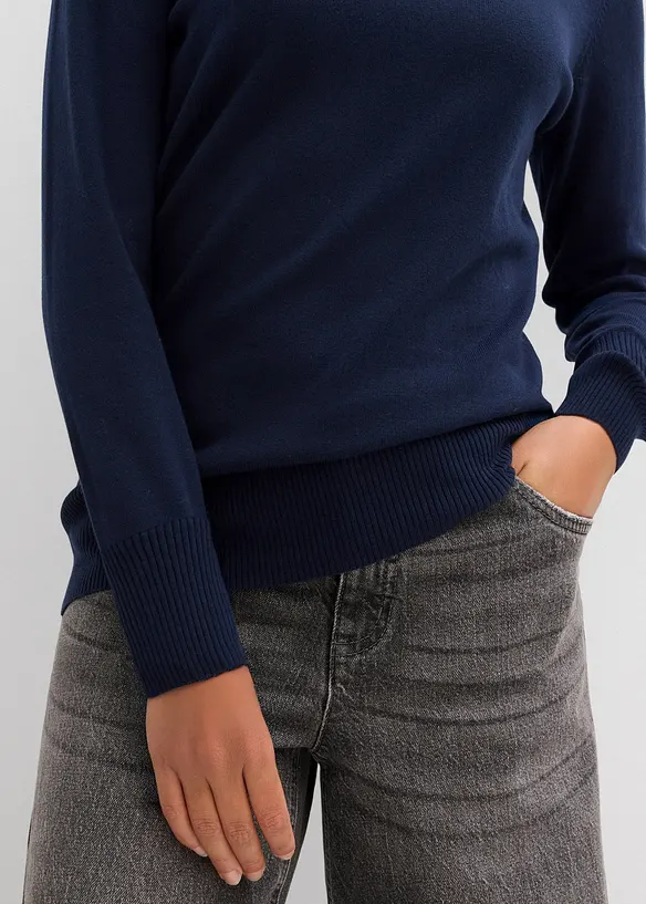 Finstrikket genser med h&oslash;y hals, bonprix