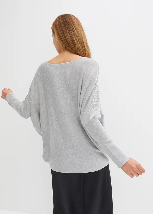 Finstrikket genser med strass, bonprix