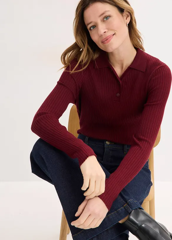 Finstrikket genser med knapper, bonprix