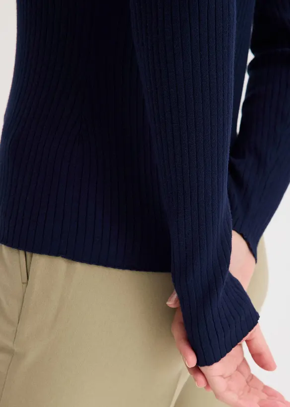 Finstrikket genser med knapper, bonprix