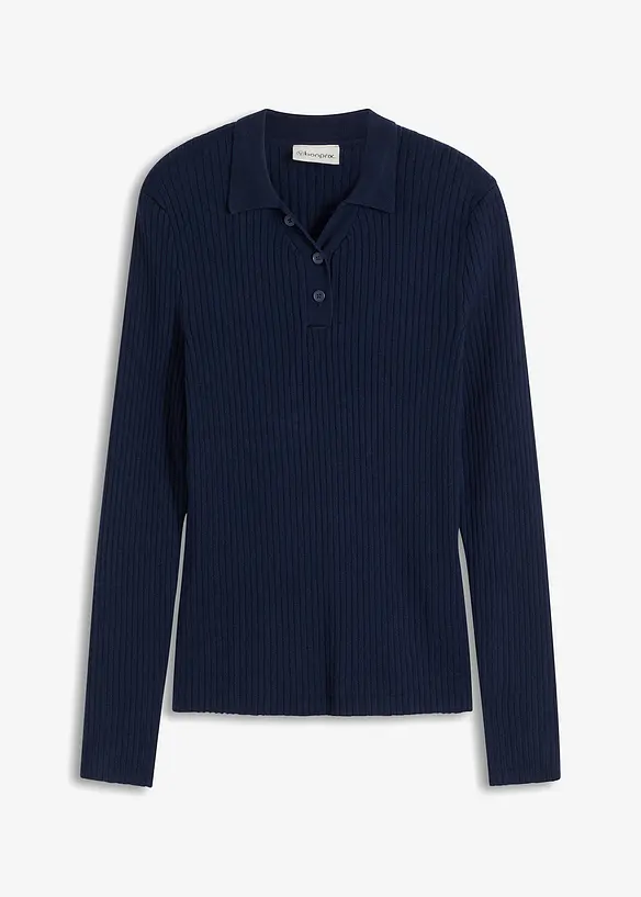 Finstrikket genser med knapper, bonprix