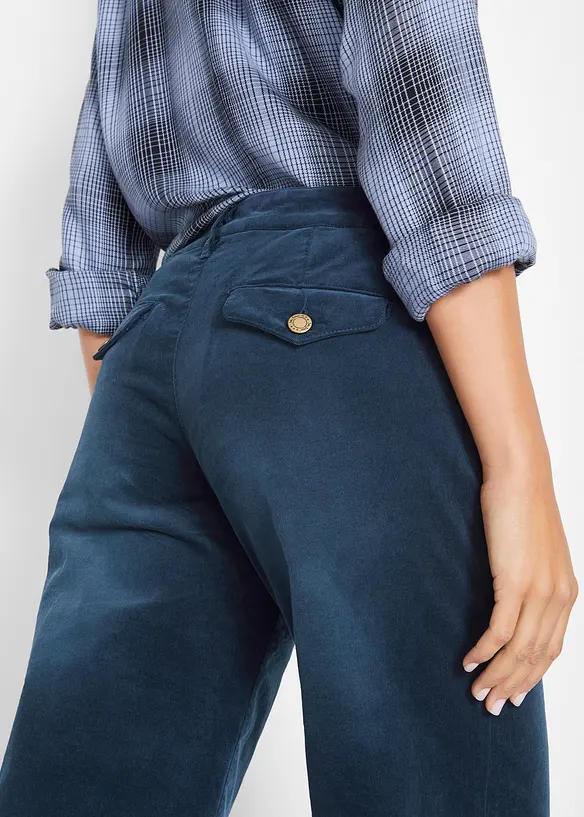 Kordfl&oslash;yelsbukse med stretch, Wide, bonprix