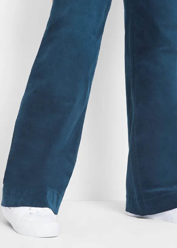 Kordfl&oslash;yelsbukse med stretch, Wide, bonprix