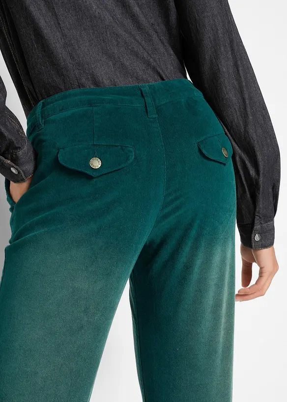 Kordfl&oslash;yelsbukse med stretch, Wide, bonprix