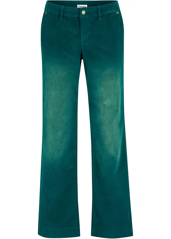 Kordfl&oslash;yelsbukse med stretch, Wide, bonprix