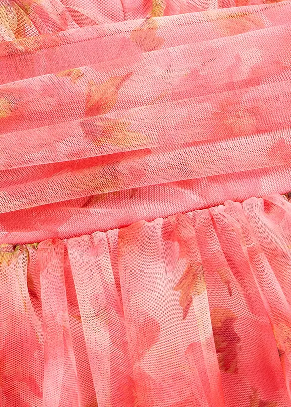 Midikjole i lett tyll med volanger, bonprix