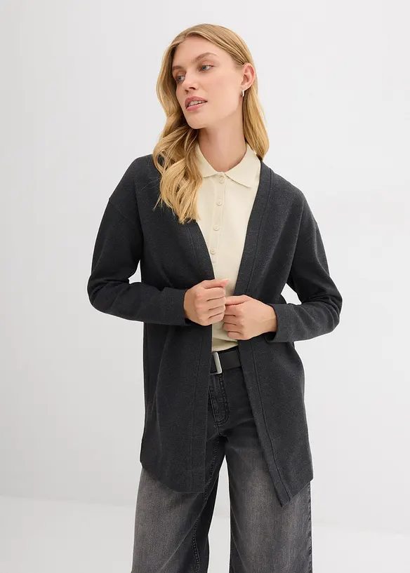 Lang sweatjakke i myk bomullsmiks, bonprix