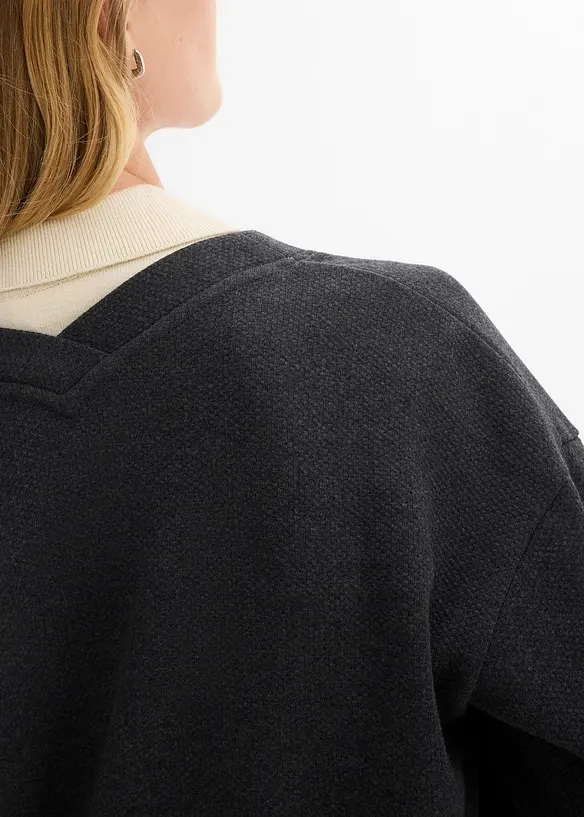 Lang sweatjakke i myk bomullsmiks, bonprix