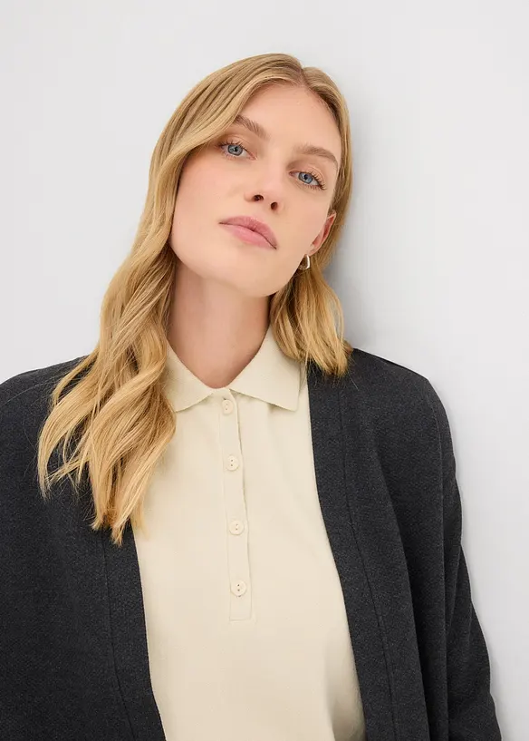 Lang sweatjakke i myk bomullsmiks, bonprix