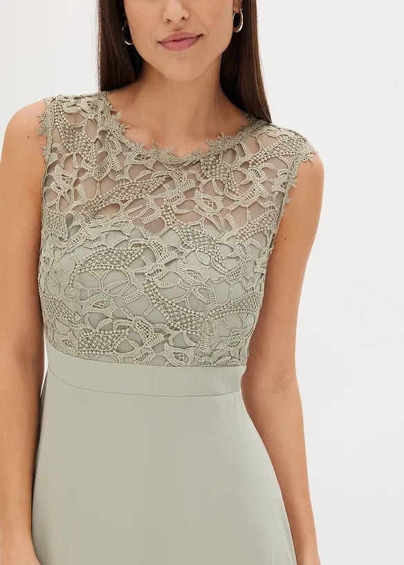 Maxikjole med blonder, bonprix