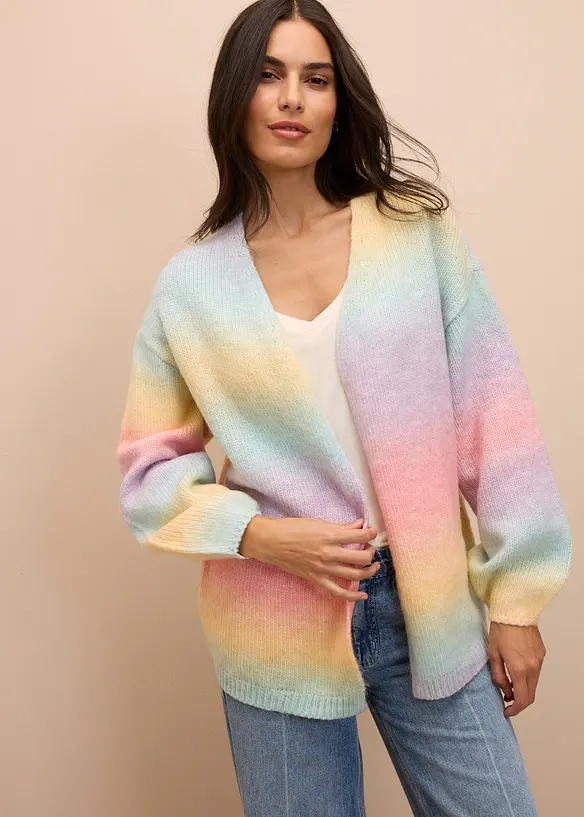 Grovstrikket jakke i myk ullmiks, bonprix