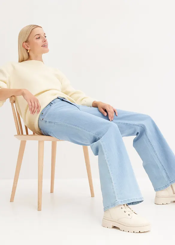 Wide Leg-jeans Mid Waist, Stretch, bonprix