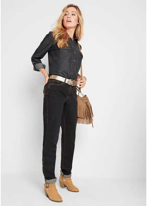 Mom-jeans Mid Waist, long, bonprix