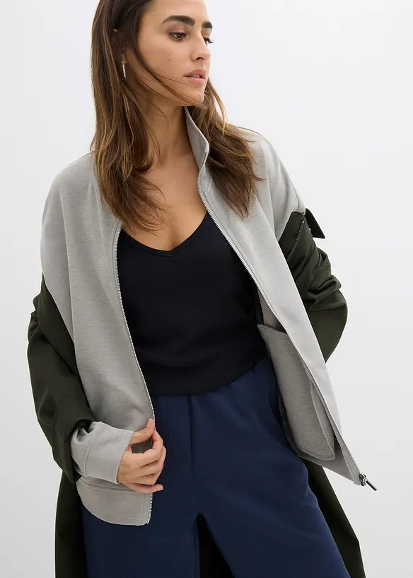 Jakke i scuba-materiale med glidel&aring;s, bonprix