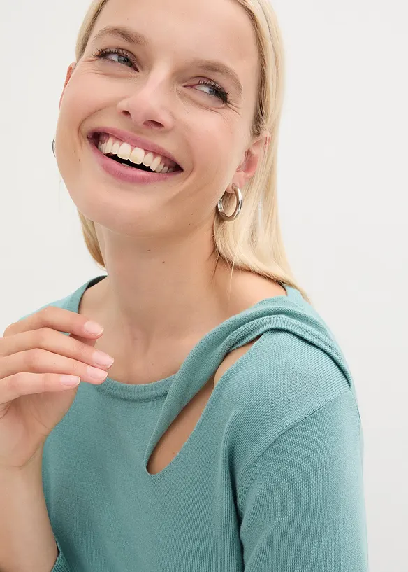 Finstrikket genser i viskosemiks, bonprix