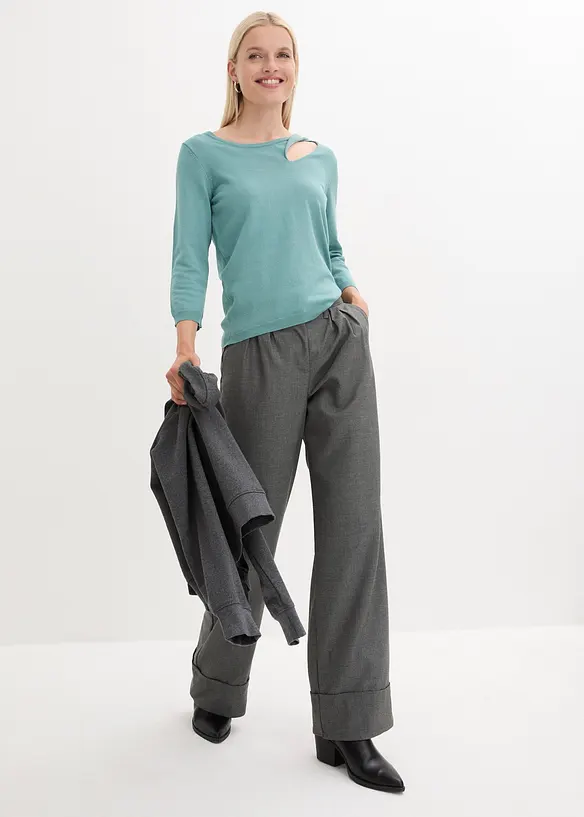 Finstrikket genser i viskosemiks, bonprix