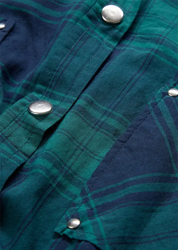 Rutete bluse i 100% bomull, bonprix