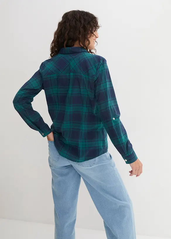 Rutete bluse i 100% bomull, bonprix