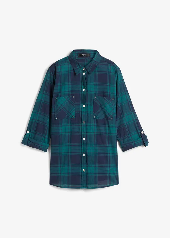 Rutete bluse i 100% bomull, bonprix