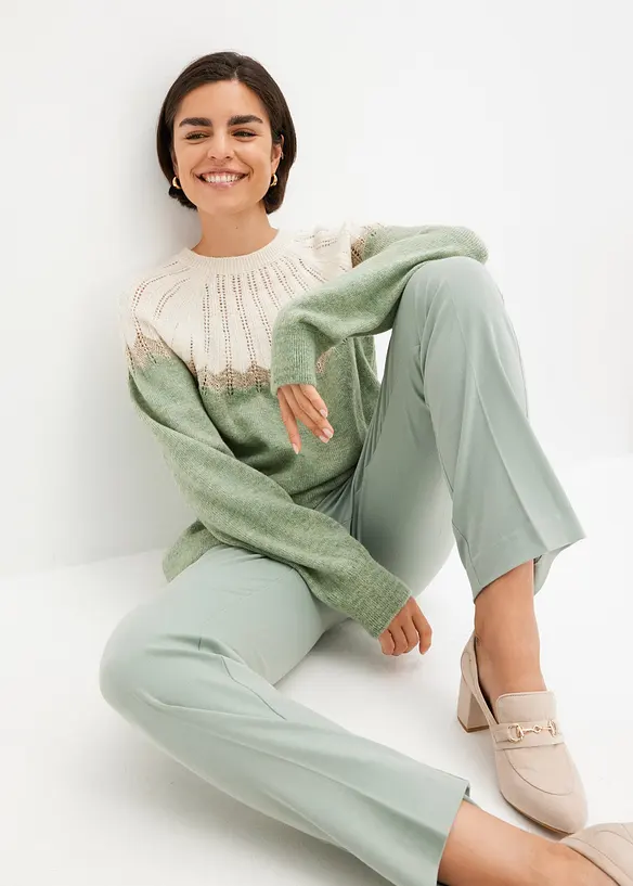 Strikkegenser med hullm&oslash;nster, bonprix