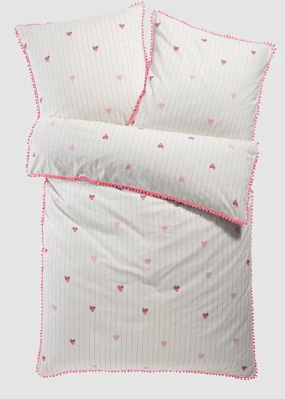 Sengesett i linon med pomponger, bonprix