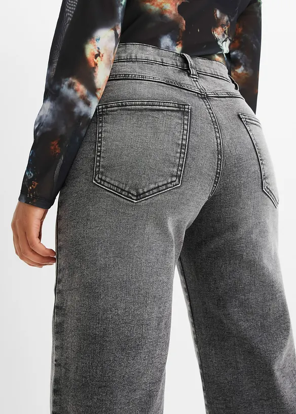 Wide Leg-jeans, High Waist med naglebesetning, bonprix