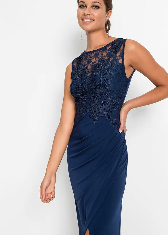 Maxikjole med blonder, bonprix