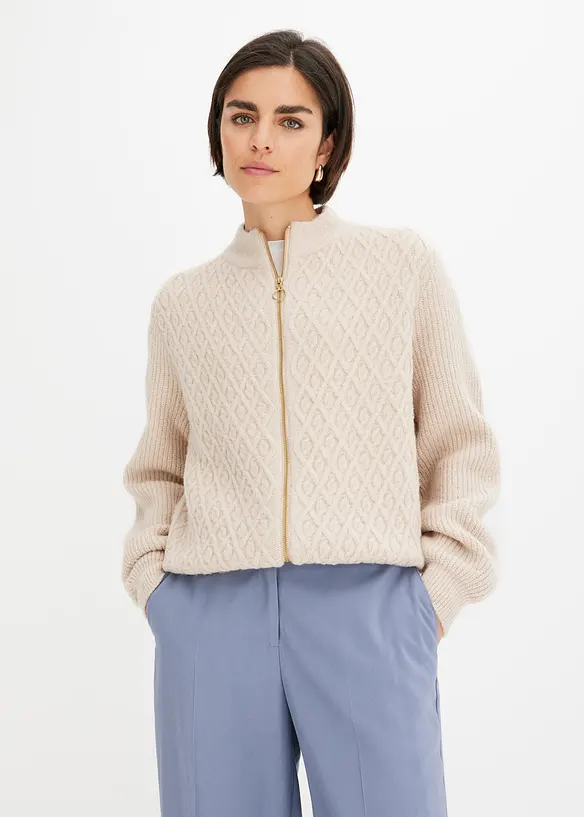 Cardigan med flettem&oslash;nster, bonprix