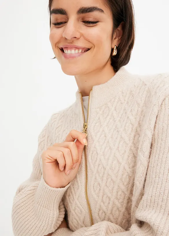 Cardigan med flettem&oslash;nster, bonprix