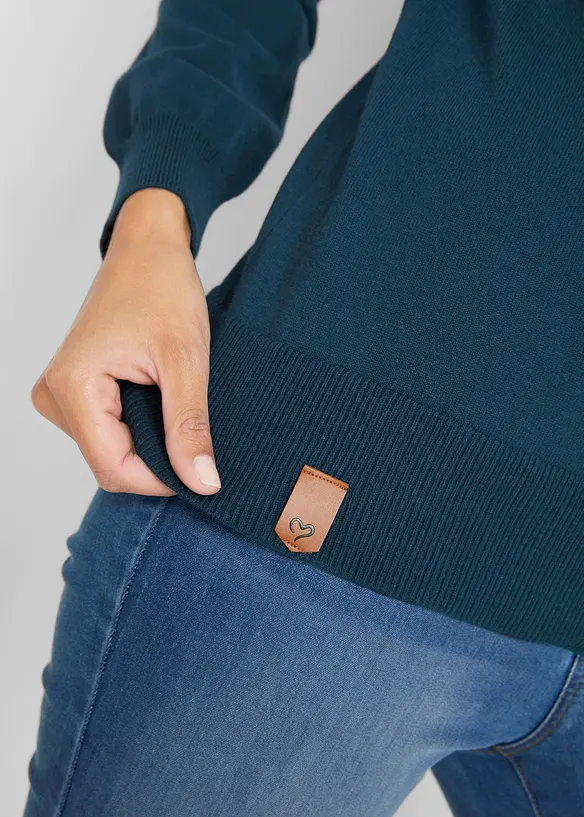 Finstrikket genser med vid, h&oslash;y hals, bonprix