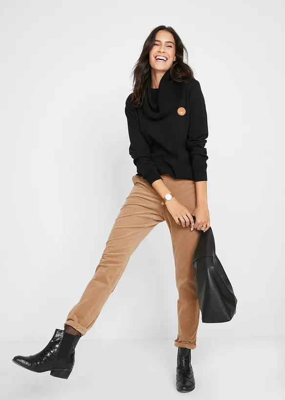 Finstrikket genser med vid, h&oslash;y hals, bonprix