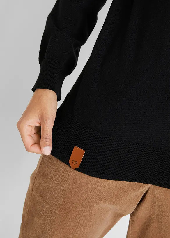 Finstrikket genser med vid, h&oslash;y hals, bonprix