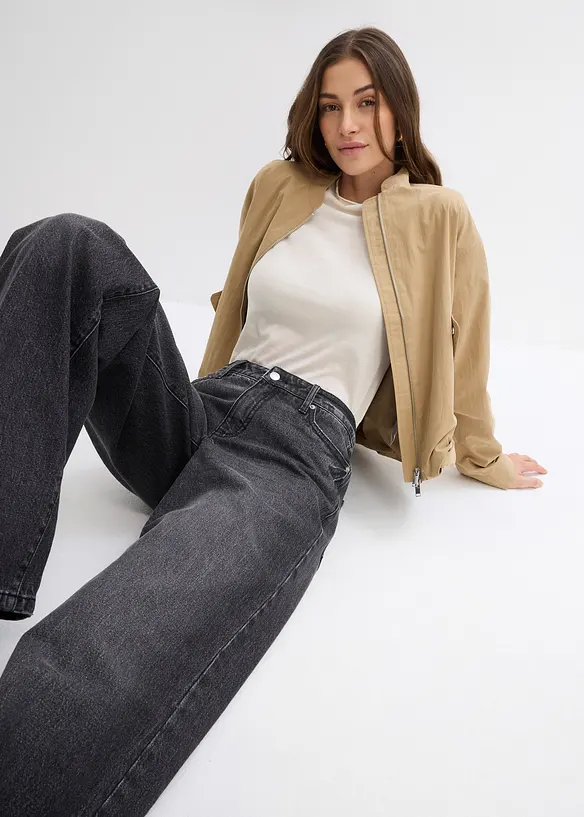 Wide Leg-jeans, Mid Waist, Low Stretch Full Length, bonprix