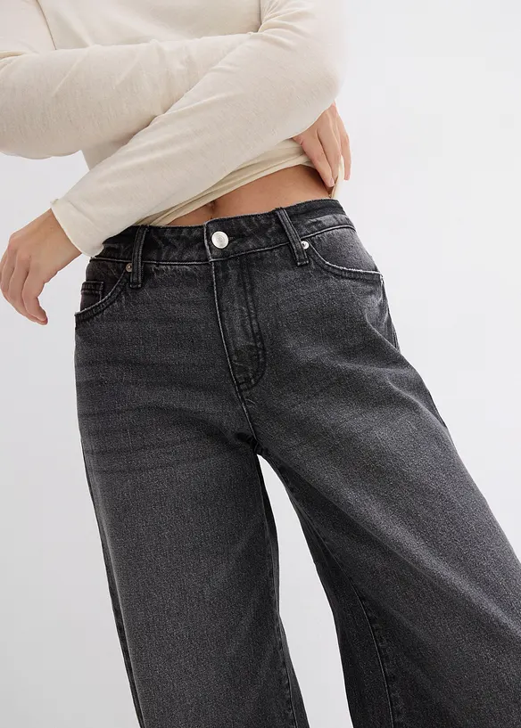 Wide Leg-jeans, Mid Waist, Low Stretch Full Length, bonprix