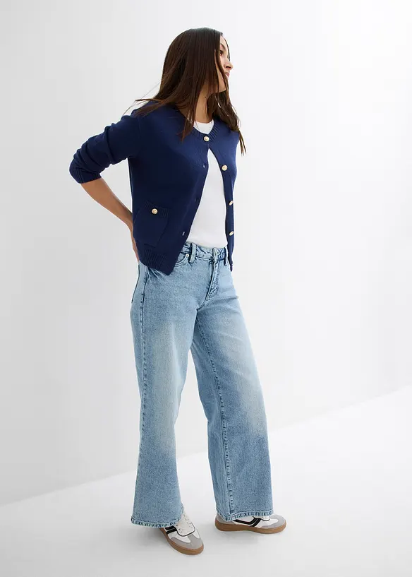 Wide Leg-jeans, Mid Waist, Low Stretch Full Length, bonprix